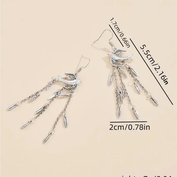 Silver Bird Dangle Earrings - Picture 2 of 3